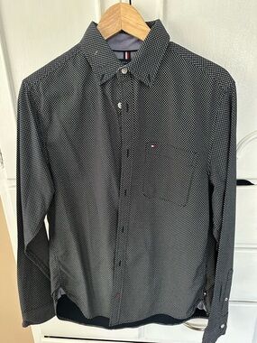 Tommy Hilfiger Dark blue Micro-Pattern Dress Shirt